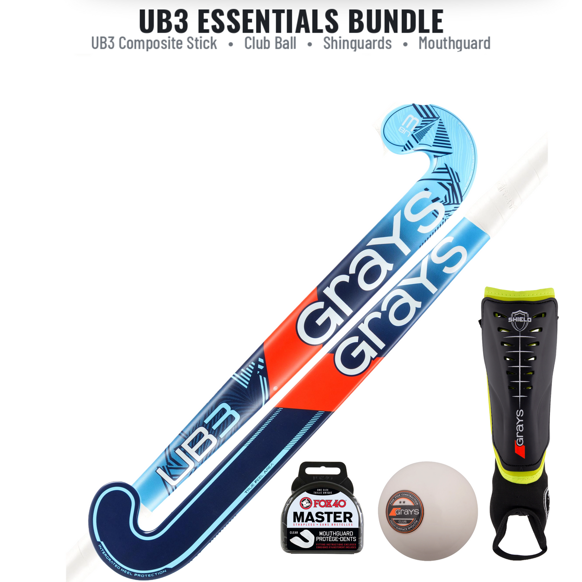 Grays UB3 Essentials Field Hockey Bundle - Blue