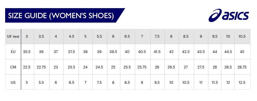 Asics womens on sale size guide